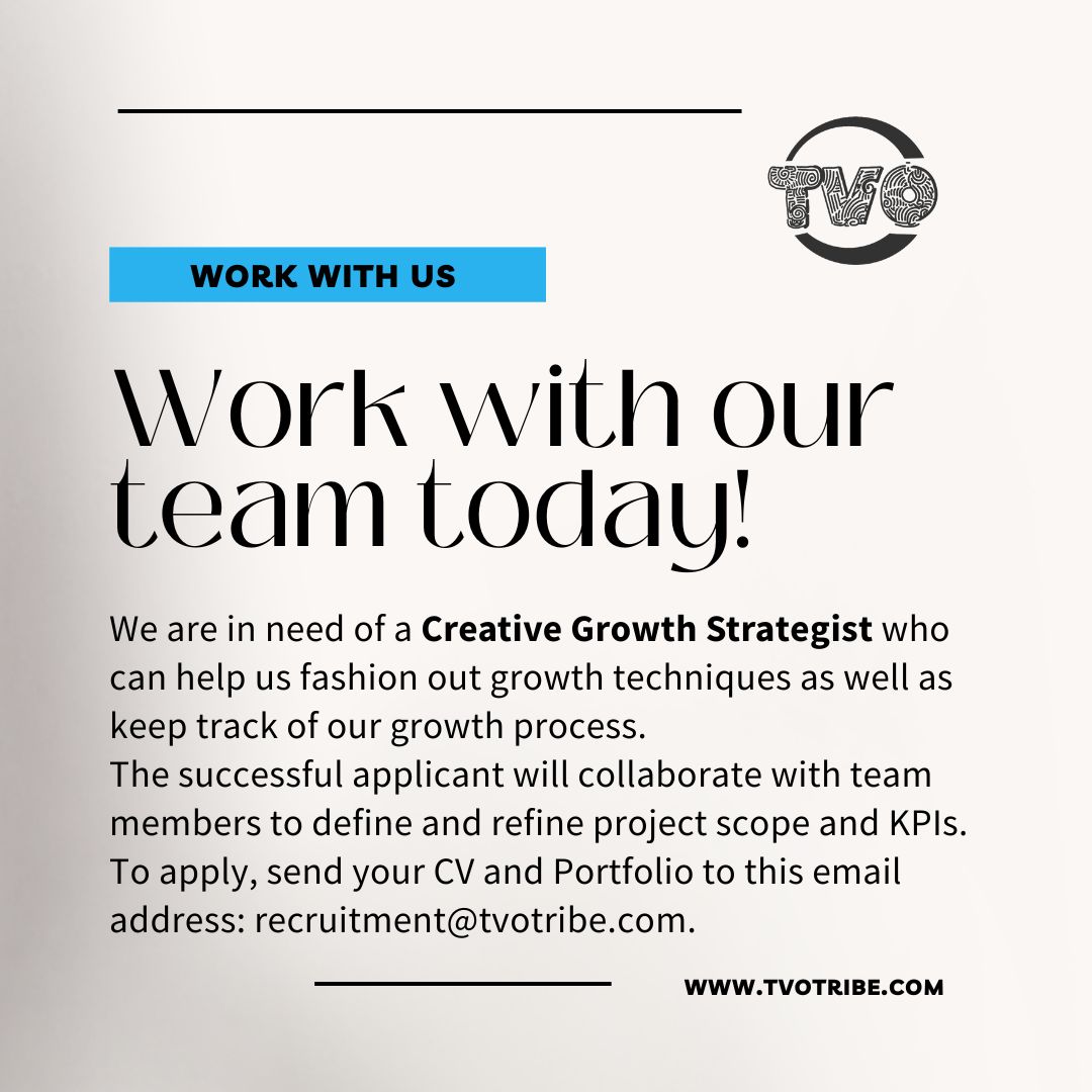 Join Our Team (Creative Growth Strategist) - TVOTRIBE